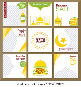 9 Slides Editable Ramadan sale banner Template. modern Social Media design