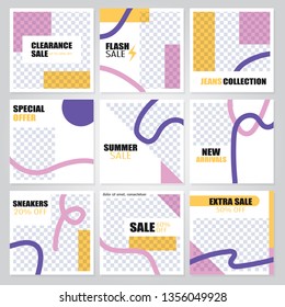 9 Slides modern Social Media banner Template. Promotional square web banner for social media. Banner template designs.