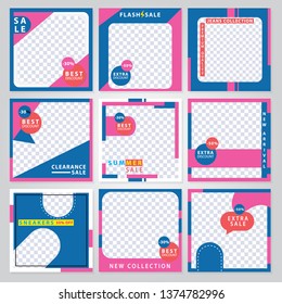 9 Slides modern Social Media banner Template. Promotional square web banner for social media. Banner template designs.