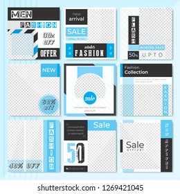 9 Slides Unique Editable modern Social Media banner Template.Anyone can use This Design Easily.Promotional square web banner for social media. Elegant sale and discount promo - Vector.
