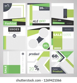 9 Slides Unique Editable modern Social Media banner Template.Anyone can use This Design Easily.Promotional square web banner for social media. Elegant sale and discount promo - Vector.