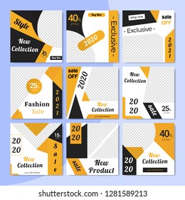 9 Slides Unique Editable modern Social Media banner Template.Anyone can use This Design Easily.Promotional square web banner for social media. Elegant sale and discount promo - Vector.