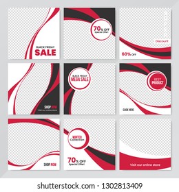 9 Slides Unique Editable modern Social Media banner Template.Anyone can use This Design Easily.Promotional square web banner for social media. Elegant sale and discount promo - Vector.