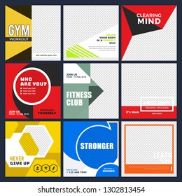 9 Slides Unique Editable modern Social Media banner Template.Anyone can use This Design Easily.Promotional square web banner for social media. Elegant sale and discount promo - Vector.