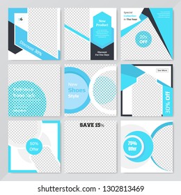 9 Slides Unique Editable modern Social Media banner Template.Anyone can use This Design Easily.Promotional square web banner for social media. Elegant sale and discount promo - Vector.