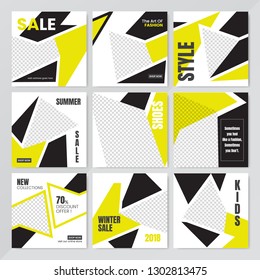 9 Slides Unique Editable moderne Social Media Banner Template.jedermann kann dieses Design einfach.Werben Sie Platz Web-Banner für soziale Medien. Eleganter Verkauf und Rabatt-Promo - Vector.