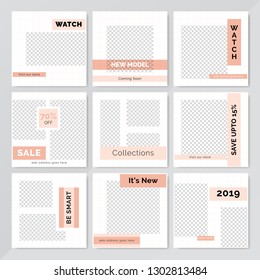 9 Slides Unique Editable modern Social Media banner Template.Anyone can use This Design Easily.Promotional square web banner for social media. Elegant sale and discount promo - Vector.