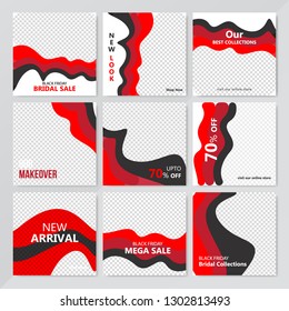 9 Slides Unique Editable modern Social Media banner Template.Anyone can use This Design Easily.Promotional square web banner for social media. Elegant sale and discount promo - Vector.