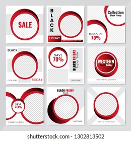 9 Slides Unique Editable modern Social Media banner Template.Anyone can use This Design Easily.Promotional square web banner for social media. Elegant sale and discount promo - Vector.