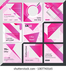 9 Slides Unique Editable modern Social Media banner Template.Anyone can use This Design Easily.Promotional square web banner for social media. Elegant sale and discount promo - Vector.