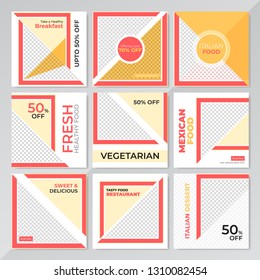 9 Slides Unique Editable modern Social Media banner Template.Anyone can use This Design Easily.Promotional square web banner for social media. Elegant sale and discount promo - Vector.
