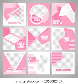 9 Slides Unique Editable modern Social Media banner Template.Anyone can use This Design Easily.Promotional square web banner for social media. Elegant sale and discount promo - Vector.