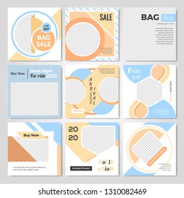 9 Slides Unique Editable modern Social Media banner Template.Anyone can use This Design Easily.Promotional square web banner for social media. Elegant sale and discount promo - Vector.