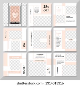 9 Slides Unique Editable modern Social Media banner Template.Anyone can use This Design Easily.Promotional square web banner for social media. Elegant sale and discount promo - Vector.