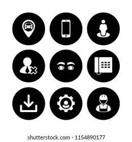 9 smartphone icons in vector set. look, mobile phone, phone and gps illustration for web and graphic design