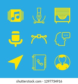 9 smartphone icons with voice and phone book in this set