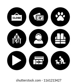 9 smile icons in vector set. teacher, customer service, life jacket and cat illustration for web and graphic design