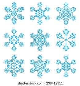 9 Snowflakes Vectors