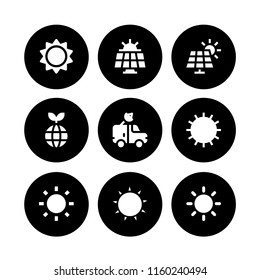 9 solar icons in vector set. solar panel, satellite, planet and sun illustration for web and graphic design