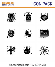 9 Solid Glyph Black coronavirus epidemic icon pack suck as  medical; protection; soap; n; medical viral coronavirus 2019-nov disease Vector Design Elements