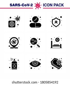 9 Solid Glyph Black Coronavirus disease and prevention vector icon  blood; covid; tablet; coronavirus; desease viral coronavirus 2019-nov disease Vector Design Elements