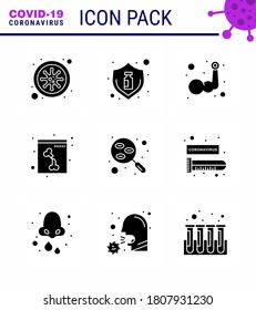 9 Solid Glyph Black coronavirus epidemic icon pack suck as  blood; skull; bottle; bone; muscle viral coronavirus 2019-nov disease Vector Design Elements