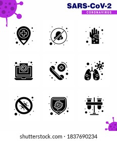 9 Solid Glyph Black coronavirus epidemic icon pack suck as  virus; medical; dirty; file; virus viral coronavirus 2019-nov disease Vector Design Elements