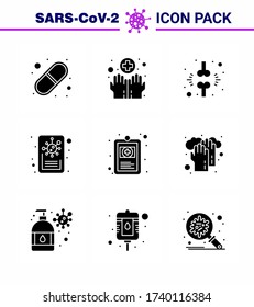 9 Solid Glyph Black viral Virus corona icon pack such as  health; virus; bone; report; patient viral coronavirus 2019-nov disease Vector Design Elements