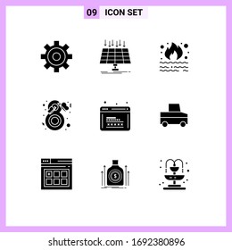 9 Solid Glyph concept for Websites Mobile and Apps development; woman; garbage; fashion; butterfly Editable Vector Design Elements