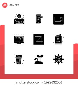 9 Solid Glyph concept for Websites Mobile and Apps crop; video; mobile; online; video Editable Vector Design Elements