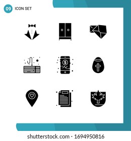 9 Solid Glyph concept for Websites Mobile and Apps keyboard; computer; furniture; open; mail Editable Vector Design Elements