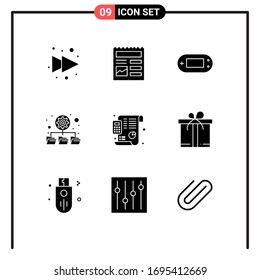9 Solid Glyph concept for Websites Mobile and Apps planning; budget; games; plan; folders Editable Vector Design Elements