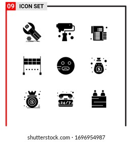 9 Solid Glyph concept for Websites Mobile and Apps emojis; line; creativity; finish; investment Editable Vector Design Elements