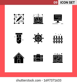 9 Solid Glyph concept for Websites Mobile and Apps valentine; connection; online; business; test Editable Vector Design Elements