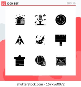 9 Solid Glyph concept for Websites Mobile and Apps meat; crypto currency; watch; crypto; dubaicoin Editable Vector Design Elements