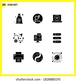9 Solid Glyph concept for Websites Mobile and Apps dialog; business; favorite; chat; creativity Editable Vector Design Elements