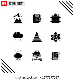 9 Solid Glyph concept for Websites Mobile and Apps tools; construction; dynamite; cone; season Editable Vector Design Elements