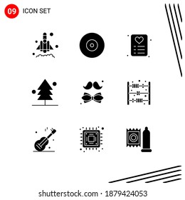 9 Solid Glyph concept for Websites Mobile and Apps father; dress; love; bow; nature Editable Vector Design Elements