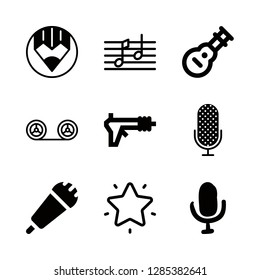 9 song icons with favorites and microphone in this set