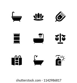 9 spa icon set with epilator, lotus and towel vector illustration for graphic design and web