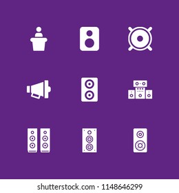 9 speaker icon set with loudspeaker, speaker and megaphone vector illustration for graphic design and web