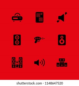 9 speaker icon set with sound system, radio and loudspeaker vector illustration for graphic design and web