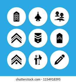 9 special icons in vector set. edit, soldiers and a weapon, military and army illustration for web and graphic design