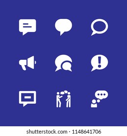 9 speech icon set with chat, megaphone and speech bubble vector illustration for graphic design and web