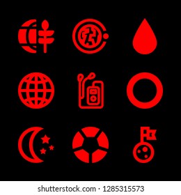 9 sphere icons with drop of rain and mp in this set