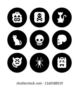 9 spooky icons in vector set. halloween, horror, vampire and evil illustration for web and graphic design