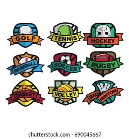 9 sport emblem & badge logo vector