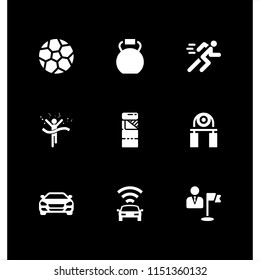9 sport icons in vector set. ball, sports and competition, kettlebells and running illustration for web and graphic design