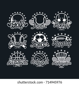 9 sport logo chalk design vector