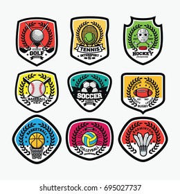 9 sport logo ornament emblem vector